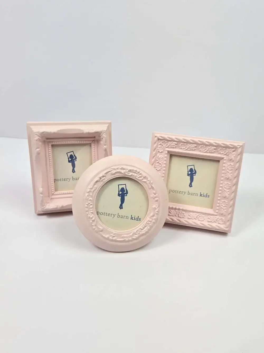 Pottery Barn Kids Pink Magnetic Picture Frames Set of 3 Shabby Chic Floral